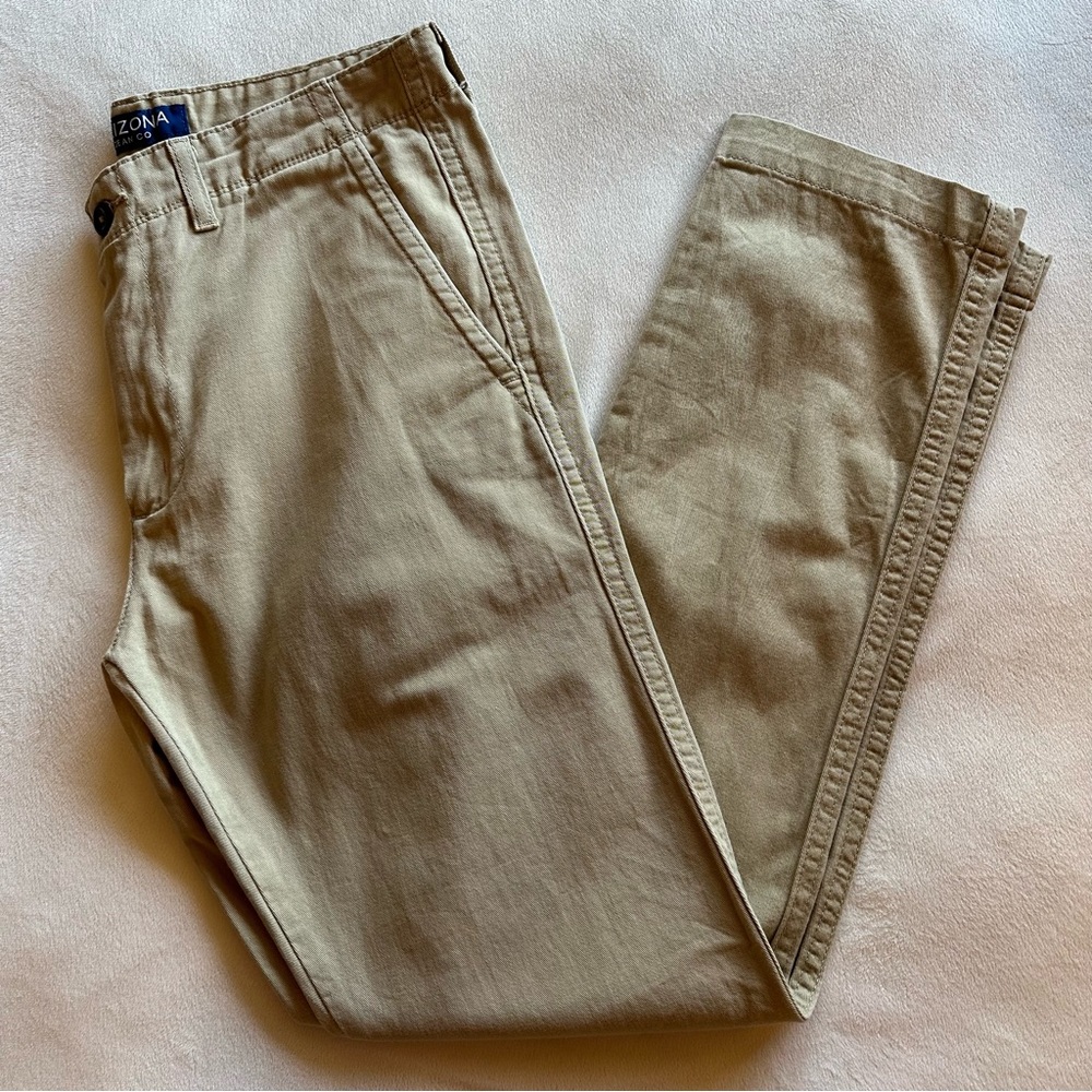 Arizona Flex Slim Fit Khaki Chino Pants Size 34 x 32